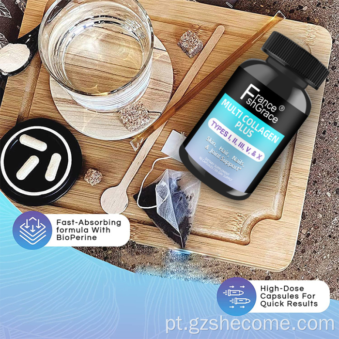 O colágeno suporta suplementos saudáveis ​​de colágeno da pele para cabelos